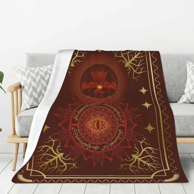 Mystic Circle Pattern Blanket: Fantasy Eye and Dragon Art