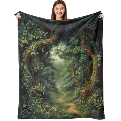 Dreamy Forest Path Blanket: Enchanted Woodland Trail Design