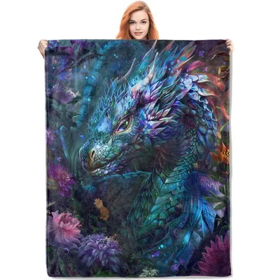 Mystical Dragon in Enchanted Blanket: Fantasy Art for Dreamers