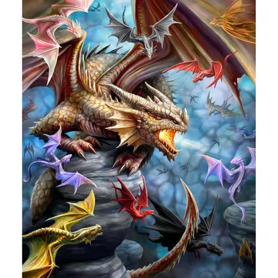 Dragon Clan Fantasy Art Blanket: A Majestic Dragon Family Portrait