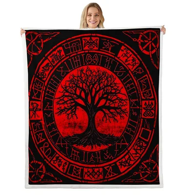 Viking Tree of Life Blanket: Ancient Rune Art for Fantasy Lovers
