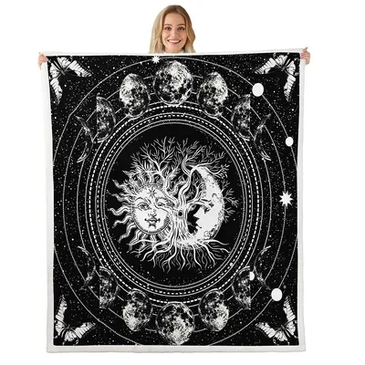Tree of Life Sun and Moon Blanket: Celestial Art for Cosmology Lovers