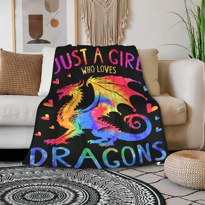 Just a Girl Blanket: Rainbow Dragon Design for Fantasy Fans