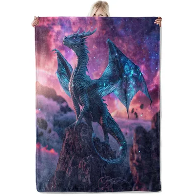 Majestic Dragon Under Nebula Blanket: Fantasy Art for Cosmic Lovers