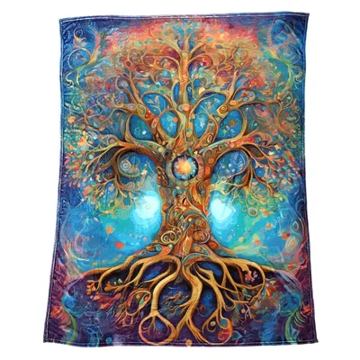 Colorful Tree of Life Blanket: Boho Art for Cozy Spaces