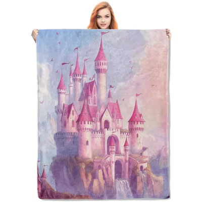 Pink Fairy Tale Castle Blanket: Whimsical Fantasy Fortress Design