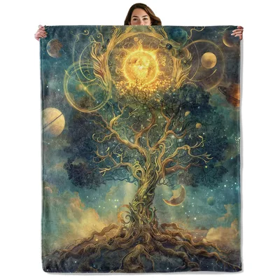Cosmic Tree of Life Blanket: A Celestial Fantasy Print