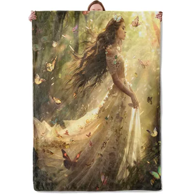 Fairy Princess in Golden Blanket: Ethereal Fantasy Art for Dreamers