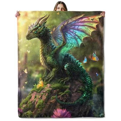 Green Dragon on Rock Blanket