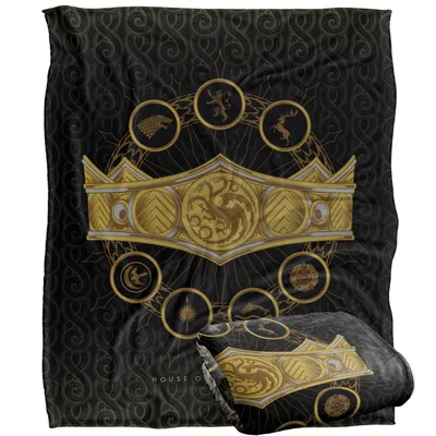 Golden Dragon Crown Design Blanket: House of the Dragon Crest Art