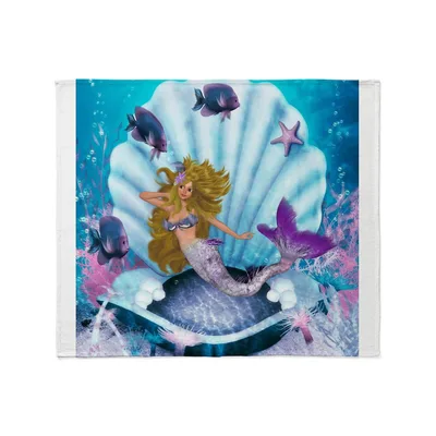 Mermaid in Seashell Blanket: Fantasy Art for Ocean Lovers