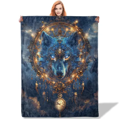 Mystic Wolf Dreamcatcher Blanket