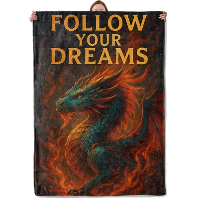 Follow Your Dreams Dragon Blanket - Fantasy Art Throw