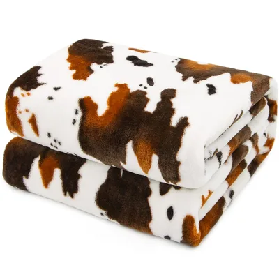 Brown White Cow Blanket for Farm Lovers and Cozy Nights