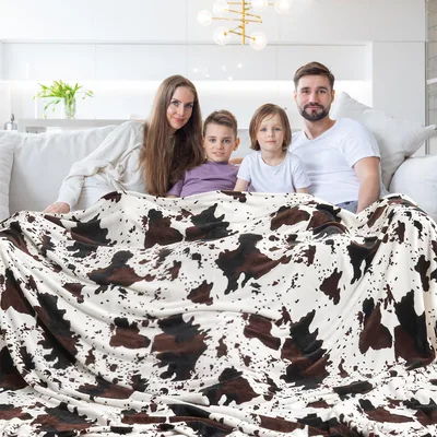 Brown Spotted Cow Blanket for Cozy Days on the Couch
