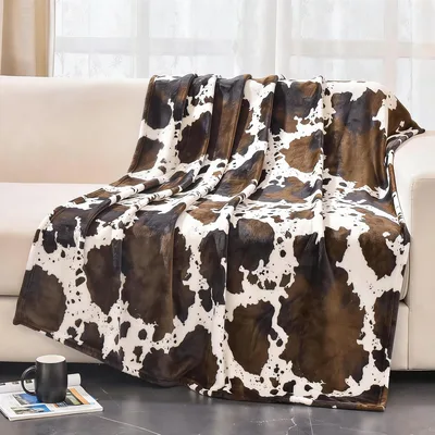 Farmhouse Cow Print Blanket for Rustic Home Decor and Cozy Evenings
