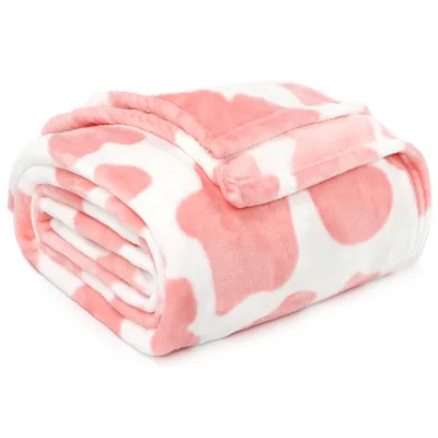 Blush Cow Spot Blanket: Pink Animal Print Throw for Farm Lovers