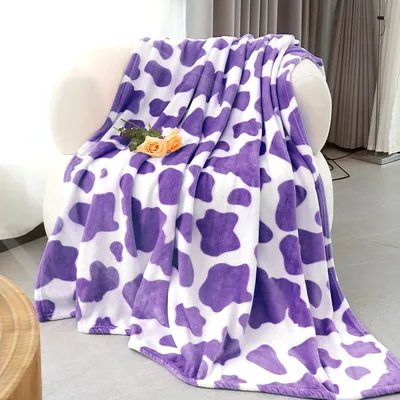 Purple Cow Spots Blanket: Lavender Dotted Fleece Design
