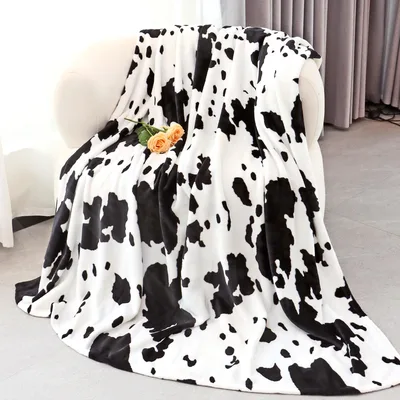 Cow Spot Blanket with Classic Black and White Cow Print Pattern