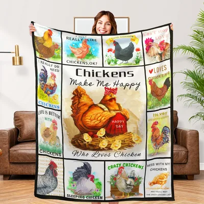 Chickens Make Me Happy Blanket for Poultry Enthusiasts