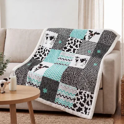 Cow Patchwork Blanket: Farm Animal Print Throw for Cozy Days