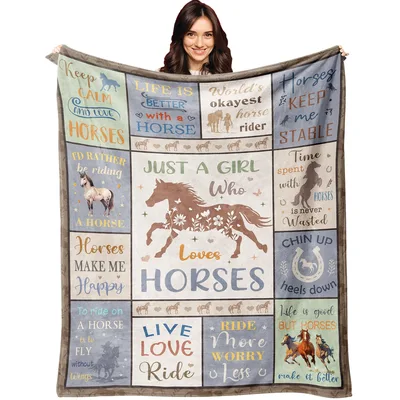 Keep Calm Blanket for Horse Lovers with Equestrian Quotes