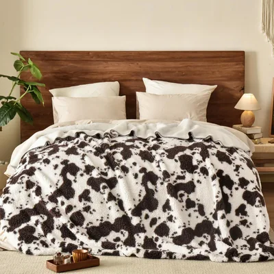 Cream Cow Spots Blanket for Farm Lovers and Cozy Nights