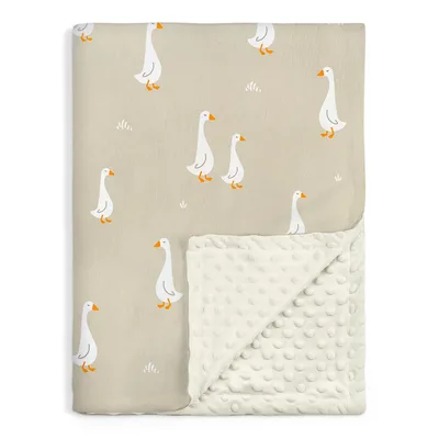 White Geese Blanket: Farm Animal Pattern for Cozy Days