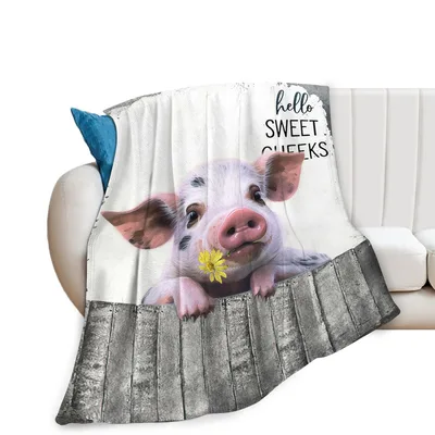 Baby Pig Farm Animal Blanket: Hello Sweet Cheeks Design
