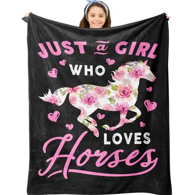 Chicken Horse Blanket: Just a Girl Who Loves Horses Floral Design