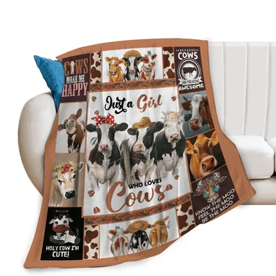Cow Lover Collage Blanket: Just a Girl Who Loves Cows Design