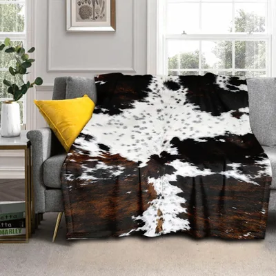 Vintage Western Blanket: Cowhide Print Throw for Country Style