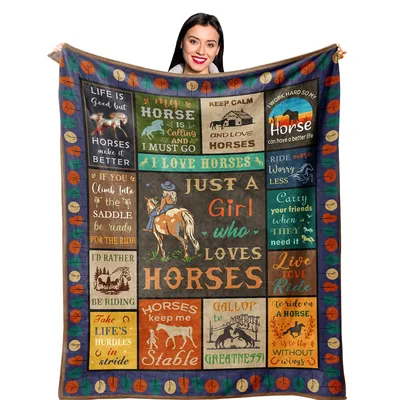 Horse Lover Quotes Blanket: Just a Girl Who Loves Horses Design