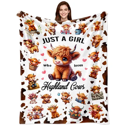 Highland Cow Lover Blanket: Just a Girl Who Loves