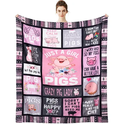 Pink Pig Patchwork Crazy Blanket for Pigs