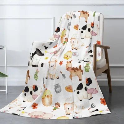 Farm Animals Watercolor Blanket: Cute Farmyard Friends Design