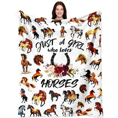 Horseshoe & Floral Horses Blanket for Equestrian Enthusiasts