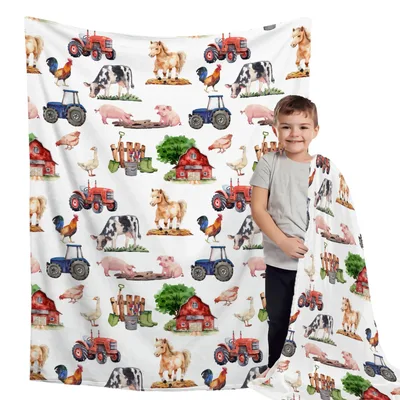 Farm Animals Pattern Blanket: Watercolor Farm Life Design