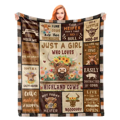 Highland Cow Quotes Blanket: Just a Girl Who Loves Cows