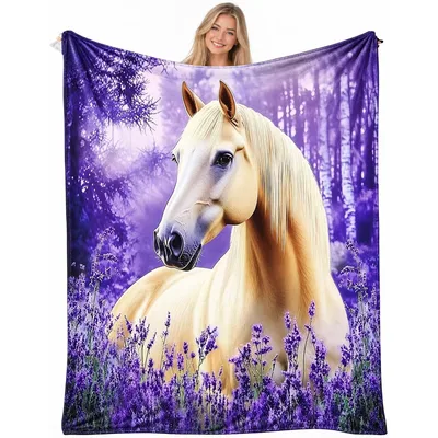 Horse Lavender Purple Blanket: A Palomino Horse in a Violet Field