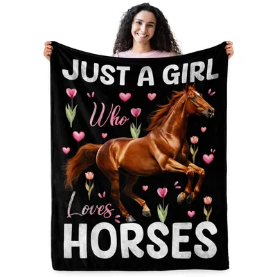 Horse Lover Girl Blanket Celebrating Equestrian Passion with Art