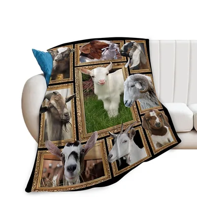 Goat Photo Collage Blanket: Ornate Frames for Farm Animal Lovers