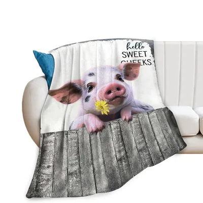 Baby Pig Hello Sweet Blanket: Cute Farm Animal Design with Flower