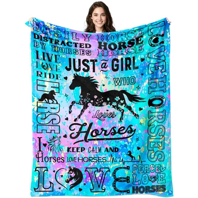 Teal Watercolor Horse Lover Blanket