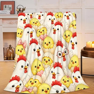 Chicken Chicks Pattern Blanket featuring a cute flock of white hens