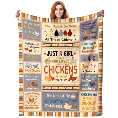 Chicken Lover's Retro Stripe Blanket for Flock Enthusiasts
