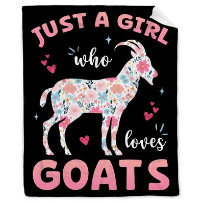 Goat Floral Silhouette Blanket: Just a Girl Who Loves Goats Design