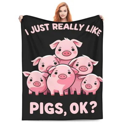 Chicken Pigs in a Blanket: Cute Cartoon Pig Lovers Throw