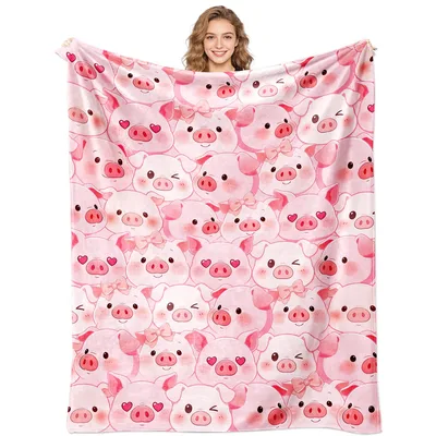 Pink Pig Pattern Blanket: Cute Pink Pig Throw for Animal Lovers