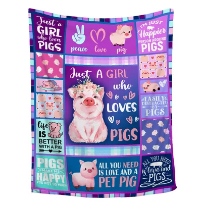 Pig Lover Farm Animal Blanket: Just A Girl Who Loves Pigs Design